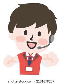 Illustration of a clerk with a microphone