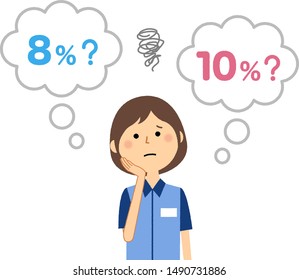 An illustration of a clerk thinking about the tax rate.