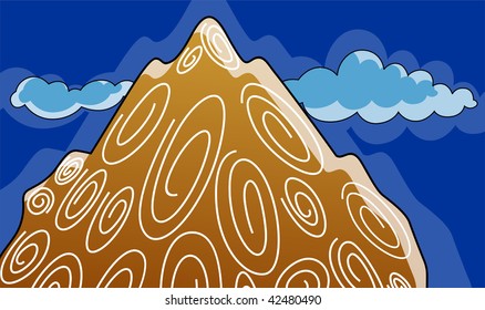 Illustration of a cliff of colourful mountain	