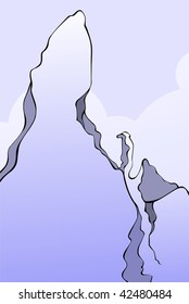 Illustration of a cliff of high mountain	