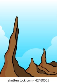 Illustration of a cliff of high mountain	