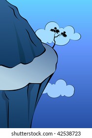 Illustration of a cliff of mountain with road	