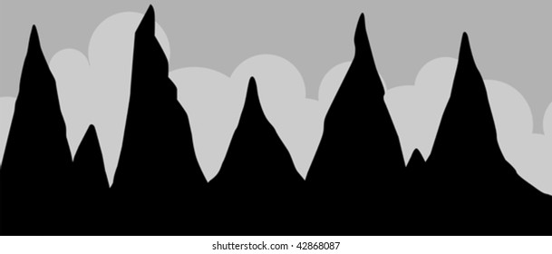 Illustration of a cliff of mountain with sky background	