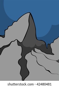 Illustration of a cliff of stone mountain	
