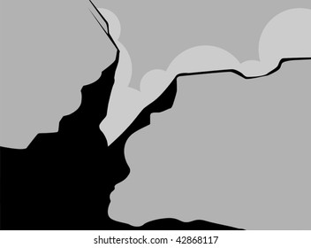 Illustration of a cliff of stone mountain	