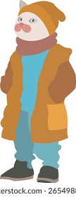 Ilustración de escalar una montaña por un gato lindo, diseño plano.