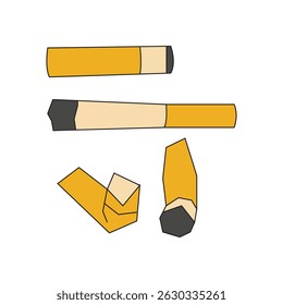 Illustration clip art cigarette butt set