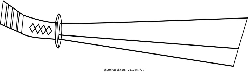 illustration and clip art of a sword isolated on white. an outline sketch of a sword	
