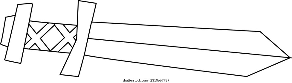 illustration and clip art of a sword isolated on white. an outline sketch of a sword	
