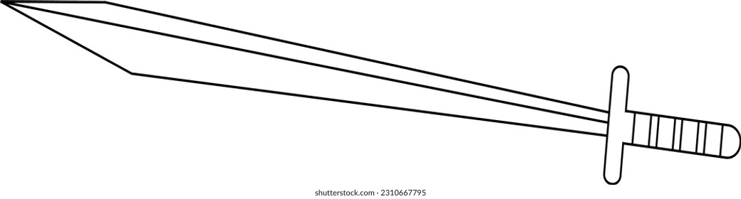 illustration and clip art of a sword isolated on white. an outline sketch of a sword	
