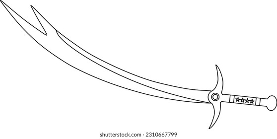 illustration and clip art of a sword isolated on white. an outline sketch of a sword	
