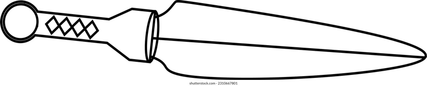 illustration and clip art of a sword isolated on white. an outline sketch of a sword	
