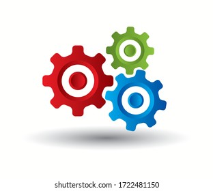 illustration clip art of three cog wheel on isolated white background