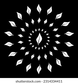 Illustration and clip art. a white leaf in circle pattern