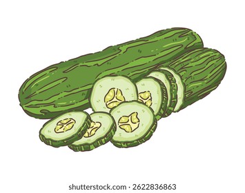illustration, clipart, elements, cucumber, vector