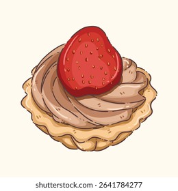 illustration, clipart, elements, cup cake, strawberry, vector