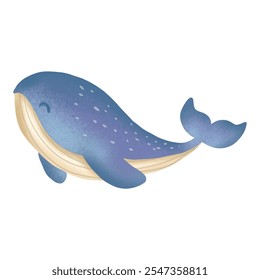 illustration, clipart, elements, cute, whale, watercolor