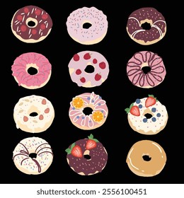 illustration, clipart, elements, donut, cute, food
