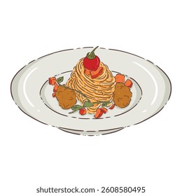 illustration, clipart, elements, Fastfood, spaghetti