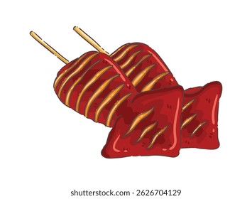 illustration, clipart, elements, Ika Yaki, Japanese food, izakaya