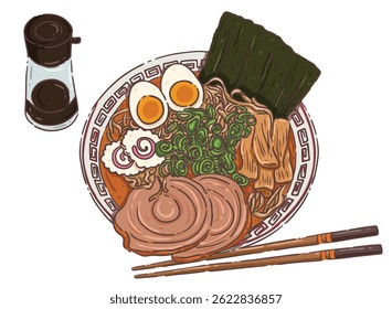 illustration, clipart, elements, Japanese food, ramen, vector, noodle