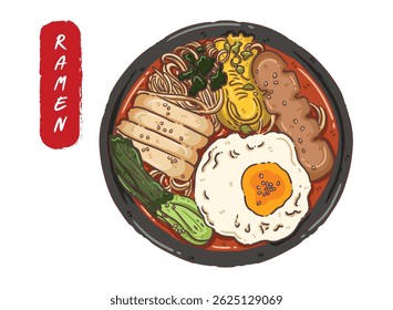 illustration, clipart, elements, Japanese food, noodle, ramen