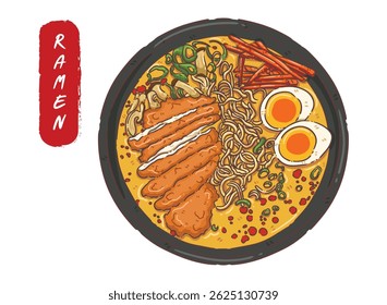 illustration, clipart, elements, Japanese food, ramen, noodle