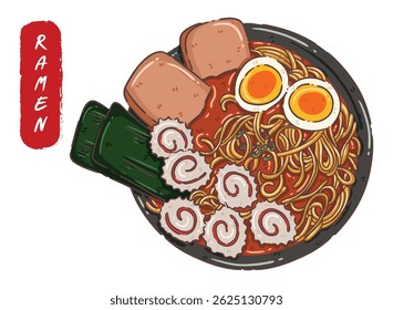 illustration, clipart, elements, Japanese food, ramen, noodle