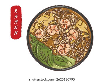 illustration, clipart, elements, Japanese food, ramen, noodle