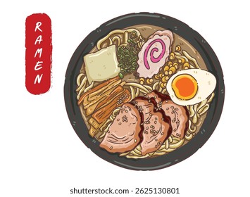 illustration, clipart, elements, Japanese food, ramen, noodle