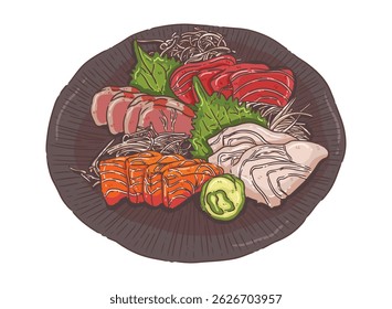 illustration, clipart, elements, japanese food, izakaya, vector, food, Sashimi