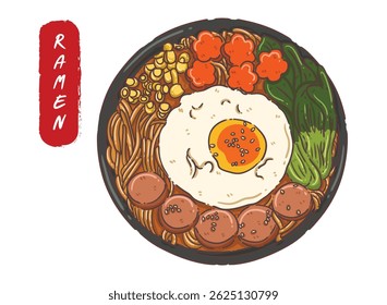 illustration, clipart, elements, ramen, noodle, Japanese food