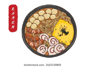 illustration, clipart, elements, ramen, noodle, Japanese food
