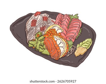 illustration, clipart, elements, sahimi, japanese food