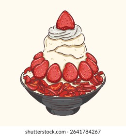 illustration, clipart, elements, strawberry, ice cream, bing su, sweet, vector