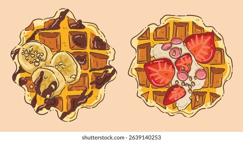 illustration, clipart, elements, waffle, vector