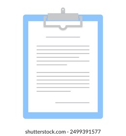 Illustration of clipboard holding documents no outline flat vertical