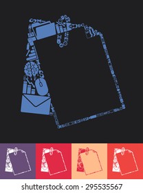 illustration of the clipboard with icons composition