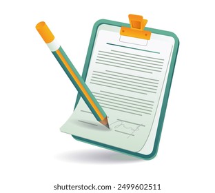 Illustration of clipboard, pen, and agreement letter paper in a vector format