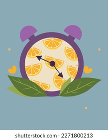 illustration Clock with Background Lemon