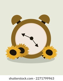 Reloj de ilustraciones con fondo SunFlowers