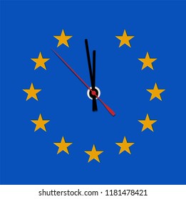 Illustration with clock for BREXIT - Great Britain leaving the EU, vector