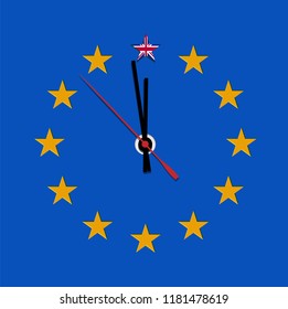 Ilustración con reloj BREXIT - Gran Bretaña abandonando la UE, vector