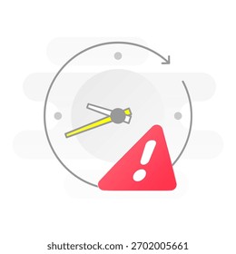 ilustração do relógio com seta circular. erro de repetição, falha temporária, tempo limite do sistema, atraso da solicitação. para design de interface do usuário, notificações de aplicativos, alertas do sistema, problemas de carregamento, mensagens de erro técnico