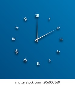 Illustration clock dial, numeral with shadows - vector