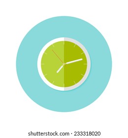 Illustration of Clock Flat Circle Icon over Blue