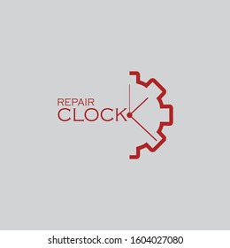 Illustration of clock with gear for service logo template design, vector,
