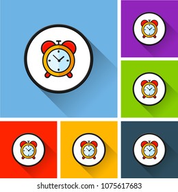Illustration of clock icons with long shadow
