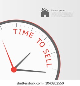 Illustration of a clock with the message Time to Sell.
