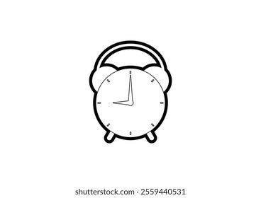 Illustration of a clock on a white background using an outline style